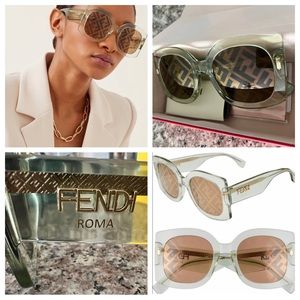 NWOT FENDI Gold Decor Square Ladies Sunglasses: FF 0436/G/S 😎!